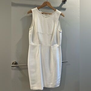 Valentino Bateau Neckline White Sleeveless Dress